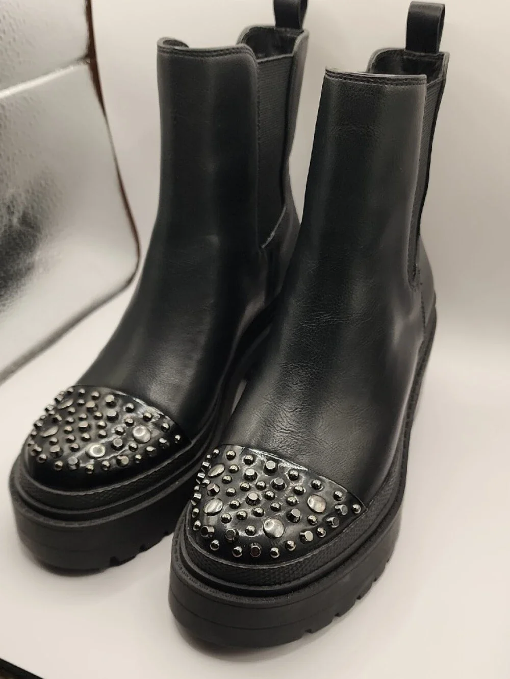Jessica Simpson Black Studded Chelsea Platform Booties